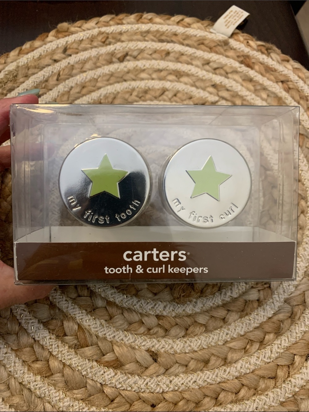 Adorable Carter’s 1st tooth and 1st curl keeper baby keepsake memories NWT